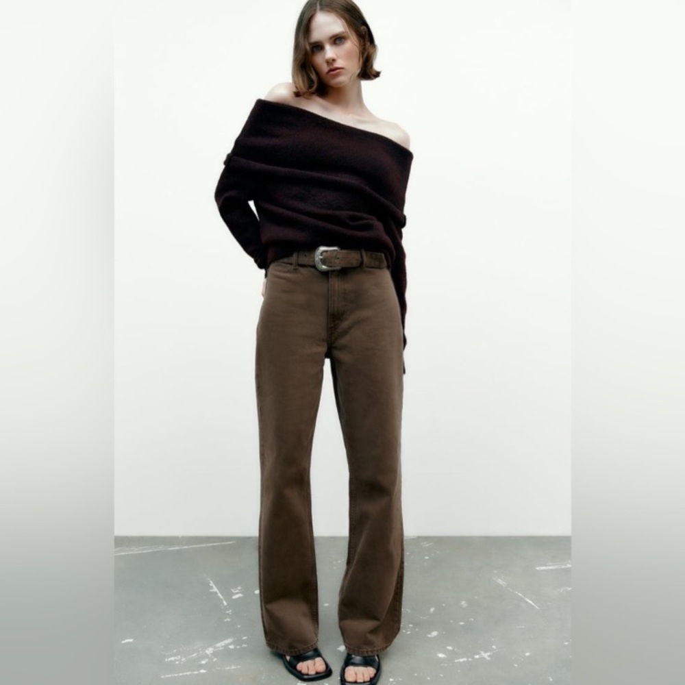 Zara Brown Wide-Leg Jeans